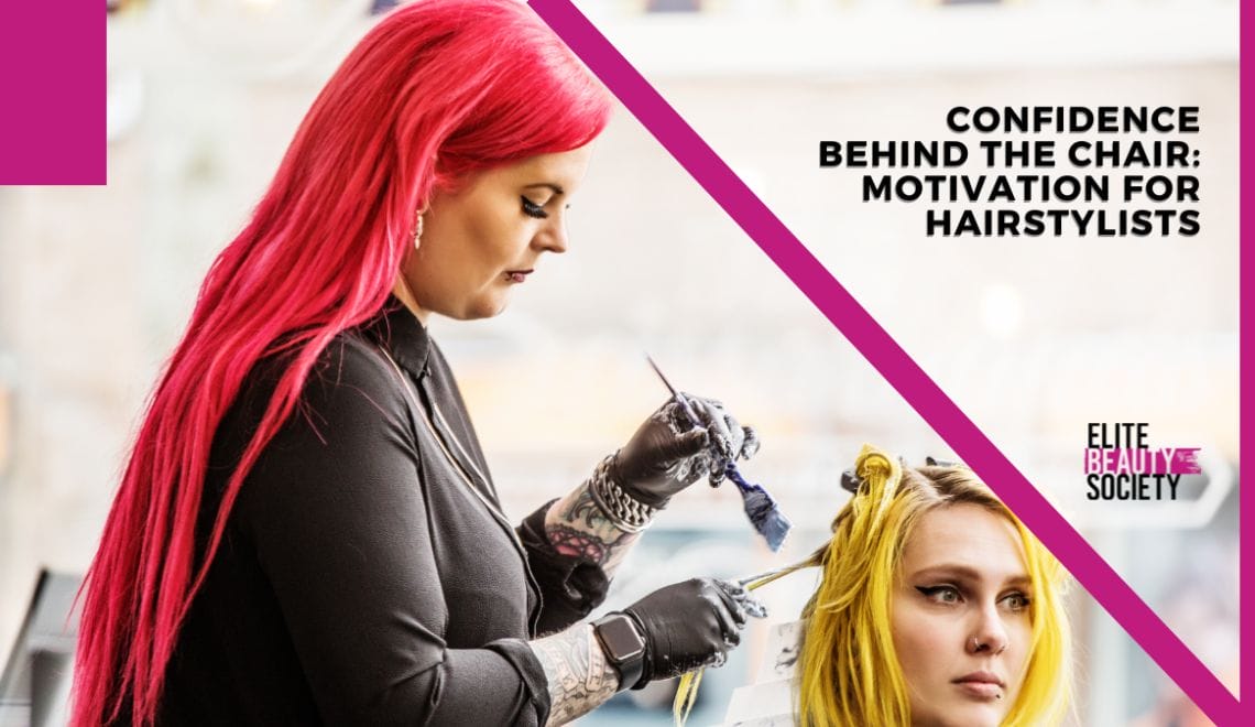 A client gets her hair done by her stylist who's working on gaining confidence behind the chair through motivation for hairstylists practices.