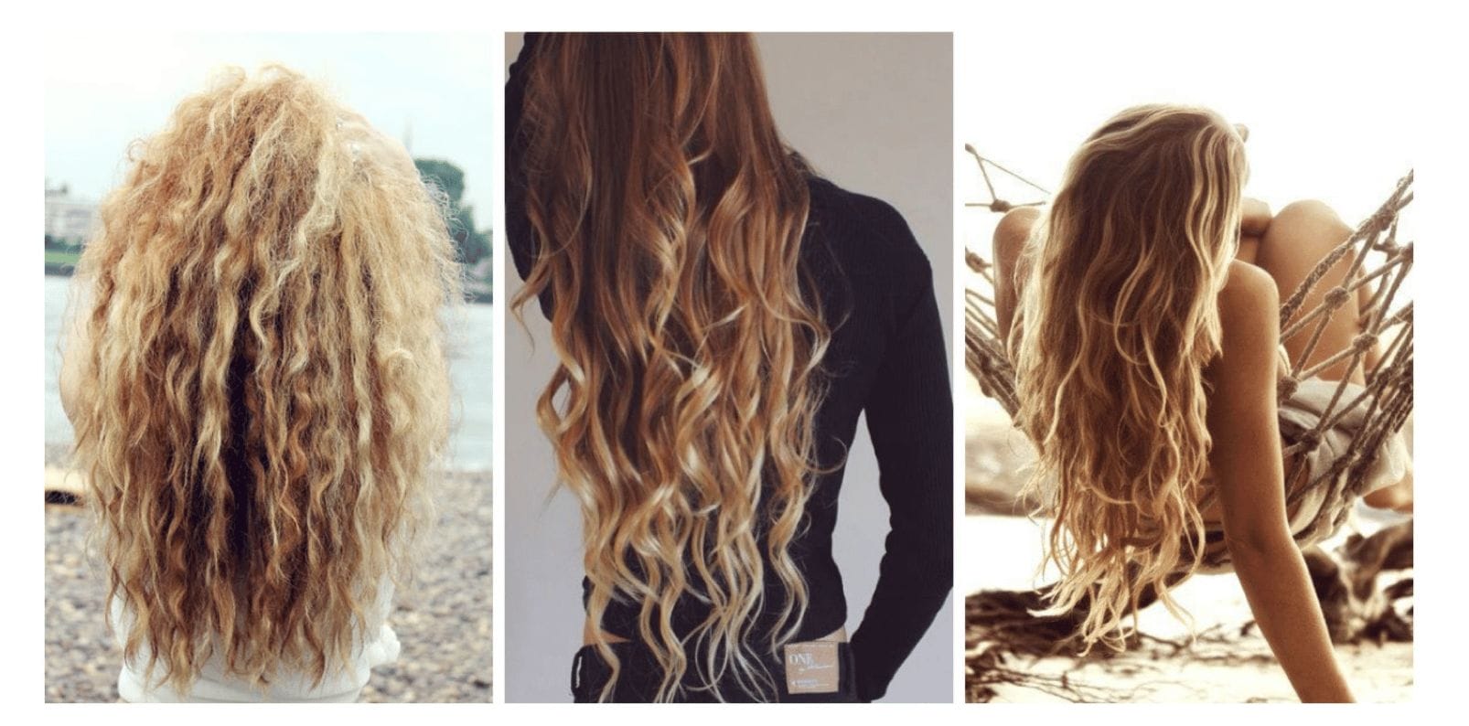 Three women with surfer girl hair styles