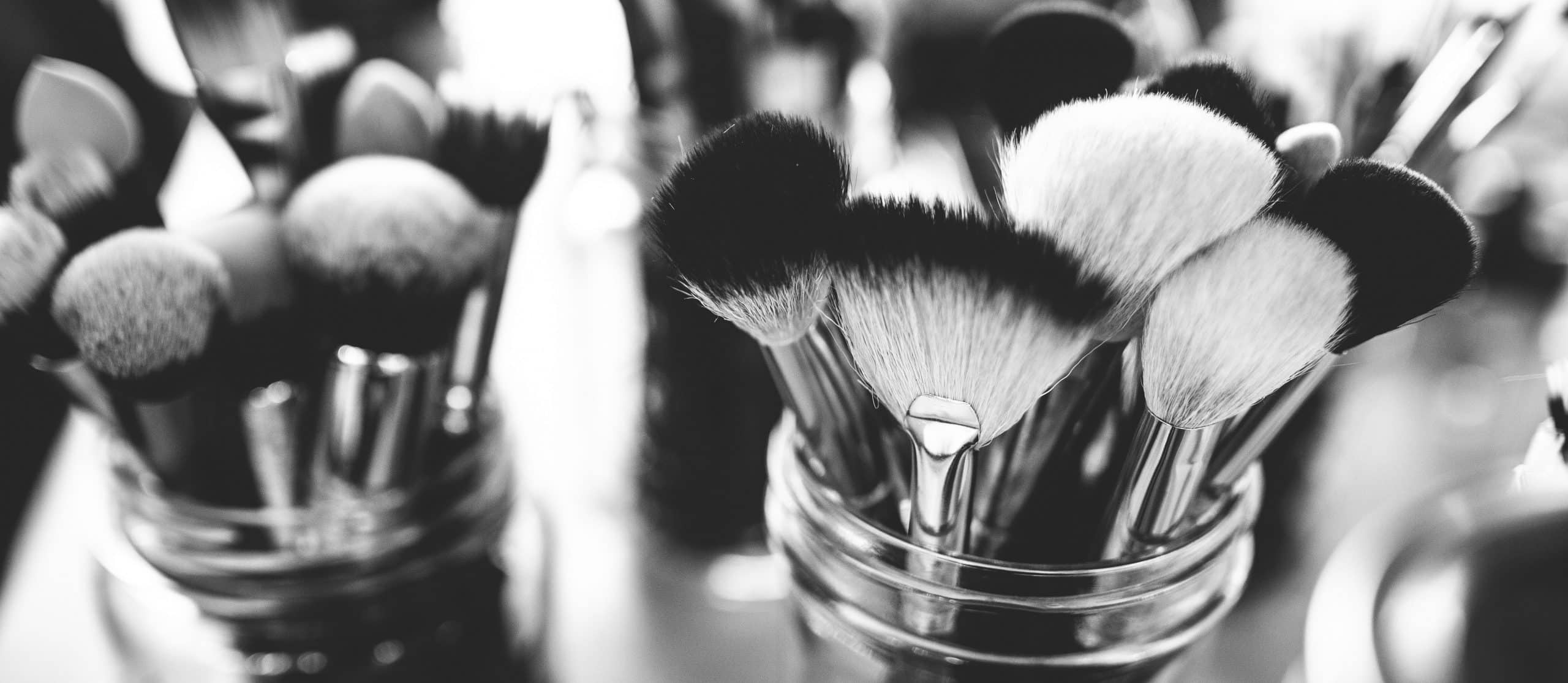 Set of custom makeup brushes
