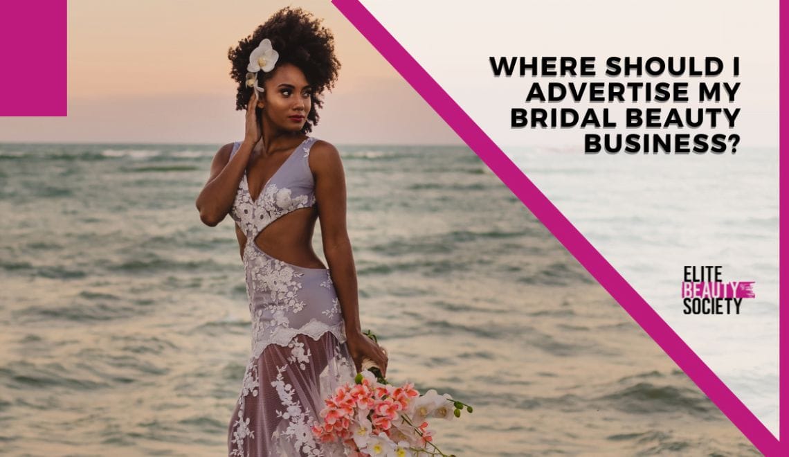 A bride shows off her bridal hair and makeup by the ocean on her wedding day, designed by her freelance beauty pro.