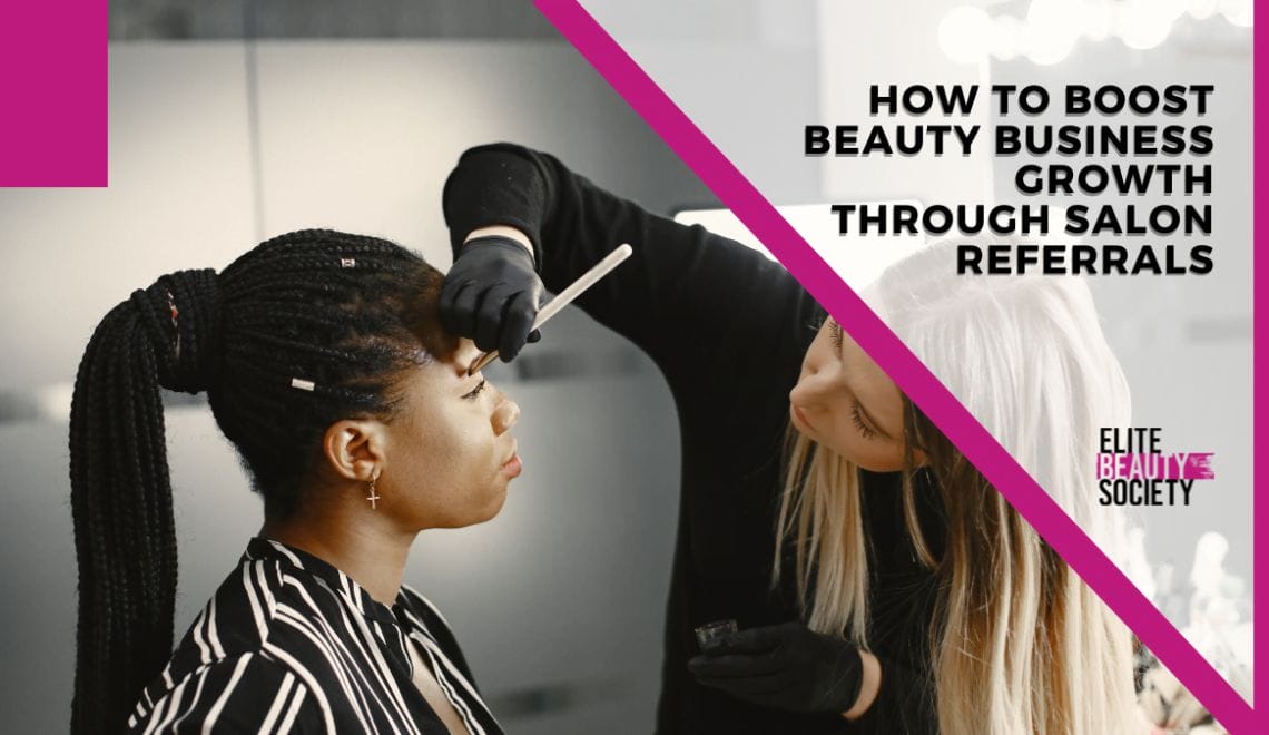 An MUA perfects her clients makeup, hoping for a client referral to boost her beauty business growth.