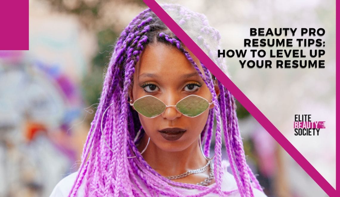 A trendy beauty pro with purple braids learns resume tips she can use to update her cosmetology resume.