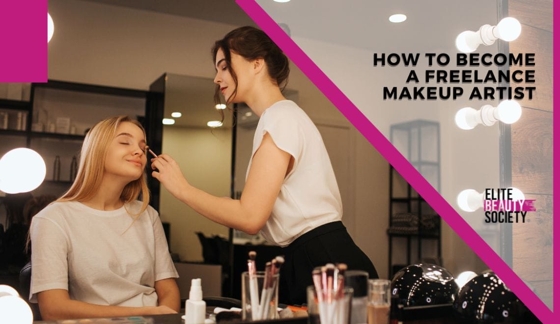 A freelance makeup artist helps her client adjust her look.