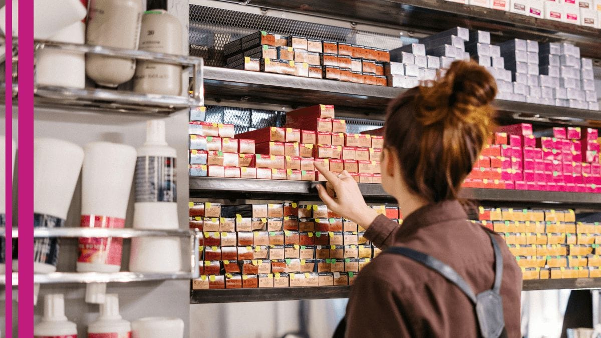 A cosmetologist goes through her backstock while pondering her beauty brand identity.