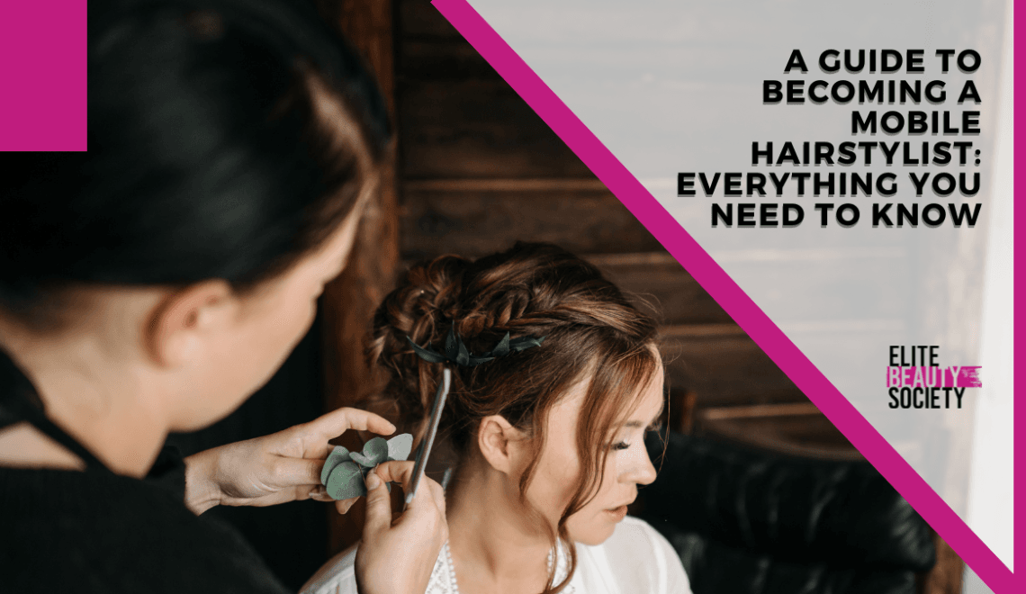 A mobile stylist does her client's wedding hair outside of her venue.