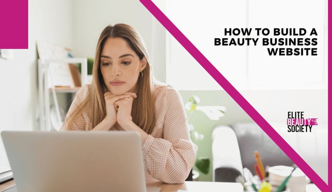 A beauty pro works to improve her beauty biz website.