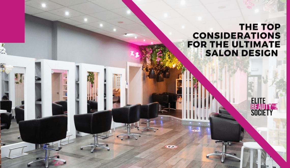 An empty salon with beautiful features is shown as an example of flawless salon design.