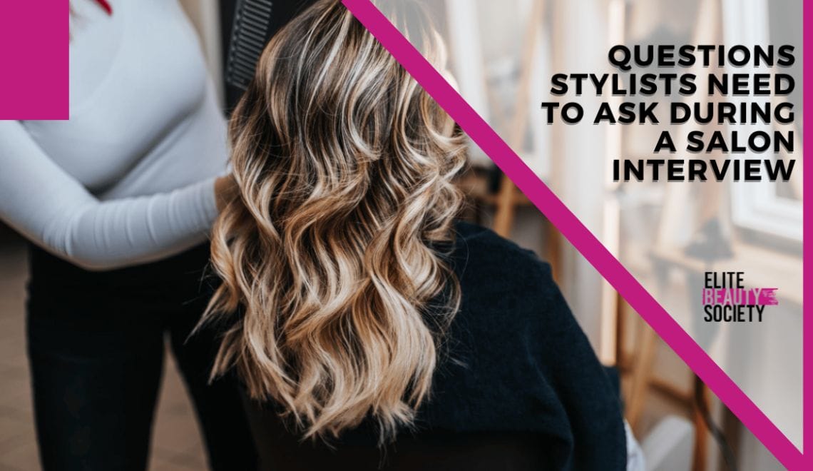 hairstylist works on her clients hair while she practices salon interview questions