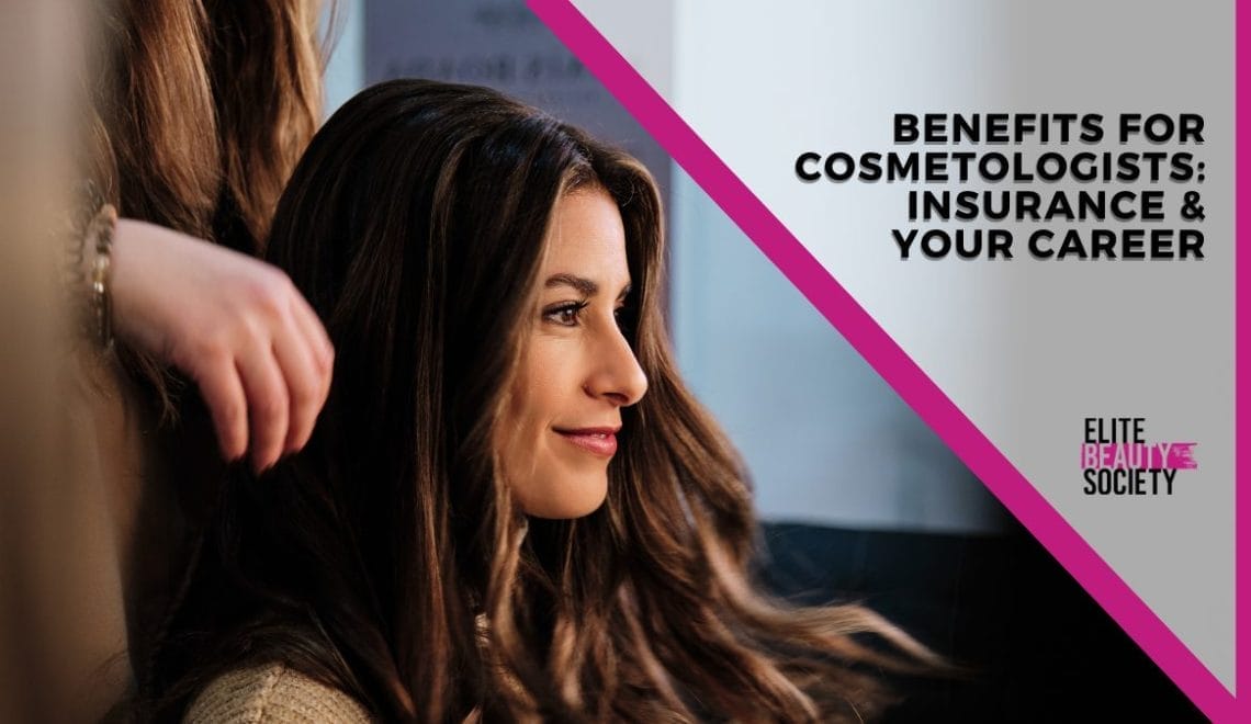 A client looks at her new hair style while her cosmetologist discusses the insurance benefits for cosmetologist.