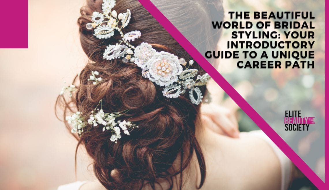 A bridal stylist shows off her beautiful handiwork on her hair.
