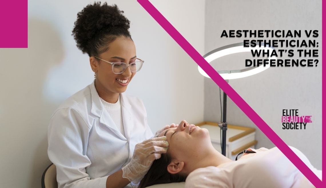 A skincare pro explains the difference between aesthetician vs esthetician as she taeks a look at her client's skin.