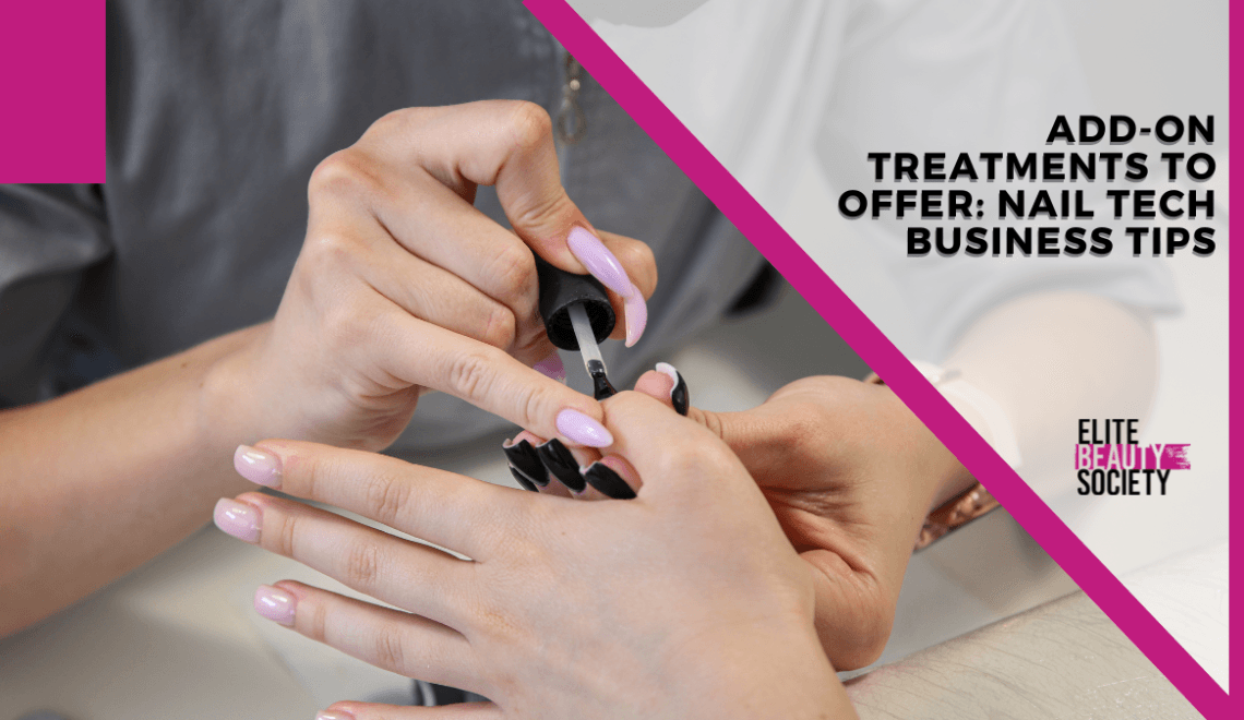 A client gets her nails done by a cosmetologist who reads our nail tech business tips.