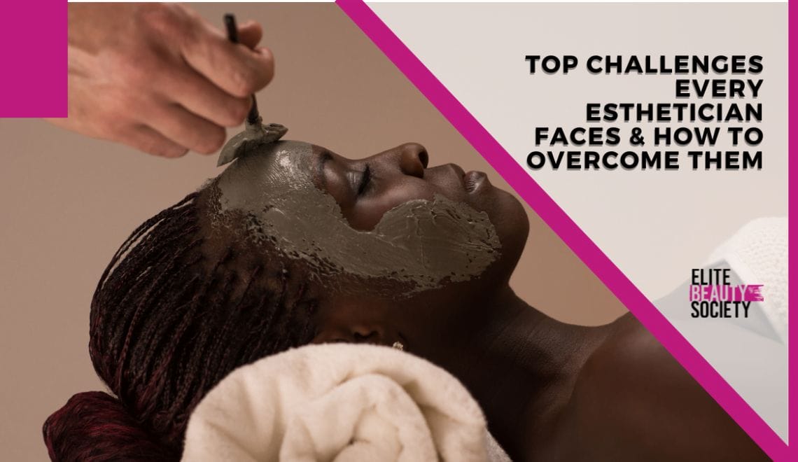 An esthetician applies a face mask to her client's face.