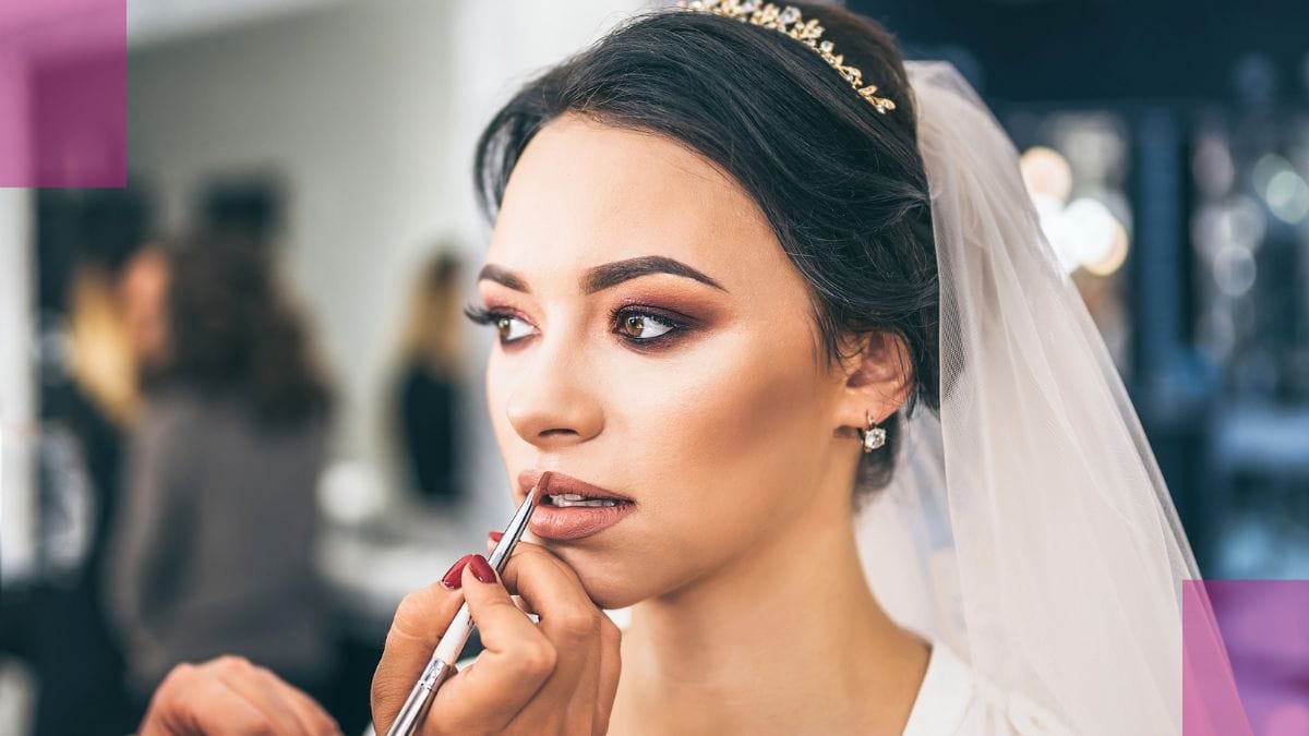 A bridal client has a test run with her bridal stylist.
