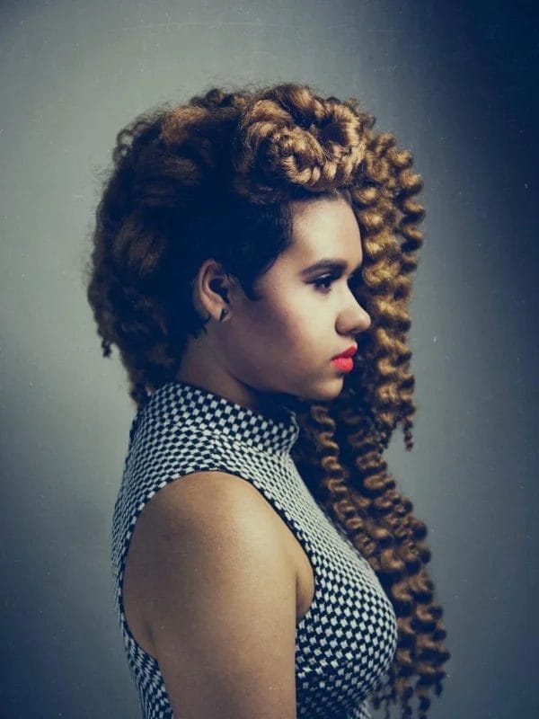 A model shows off Chantel's cosmetology skills.