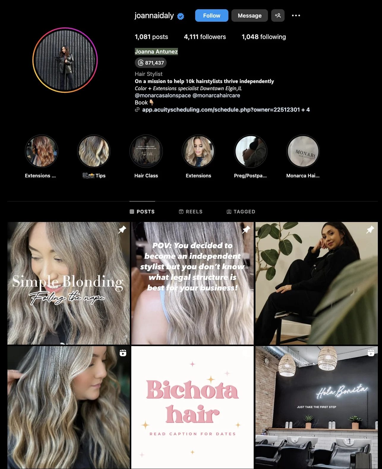 This screenshot showcases @joannaidally instagram page for National Hispanic Heritage Month.