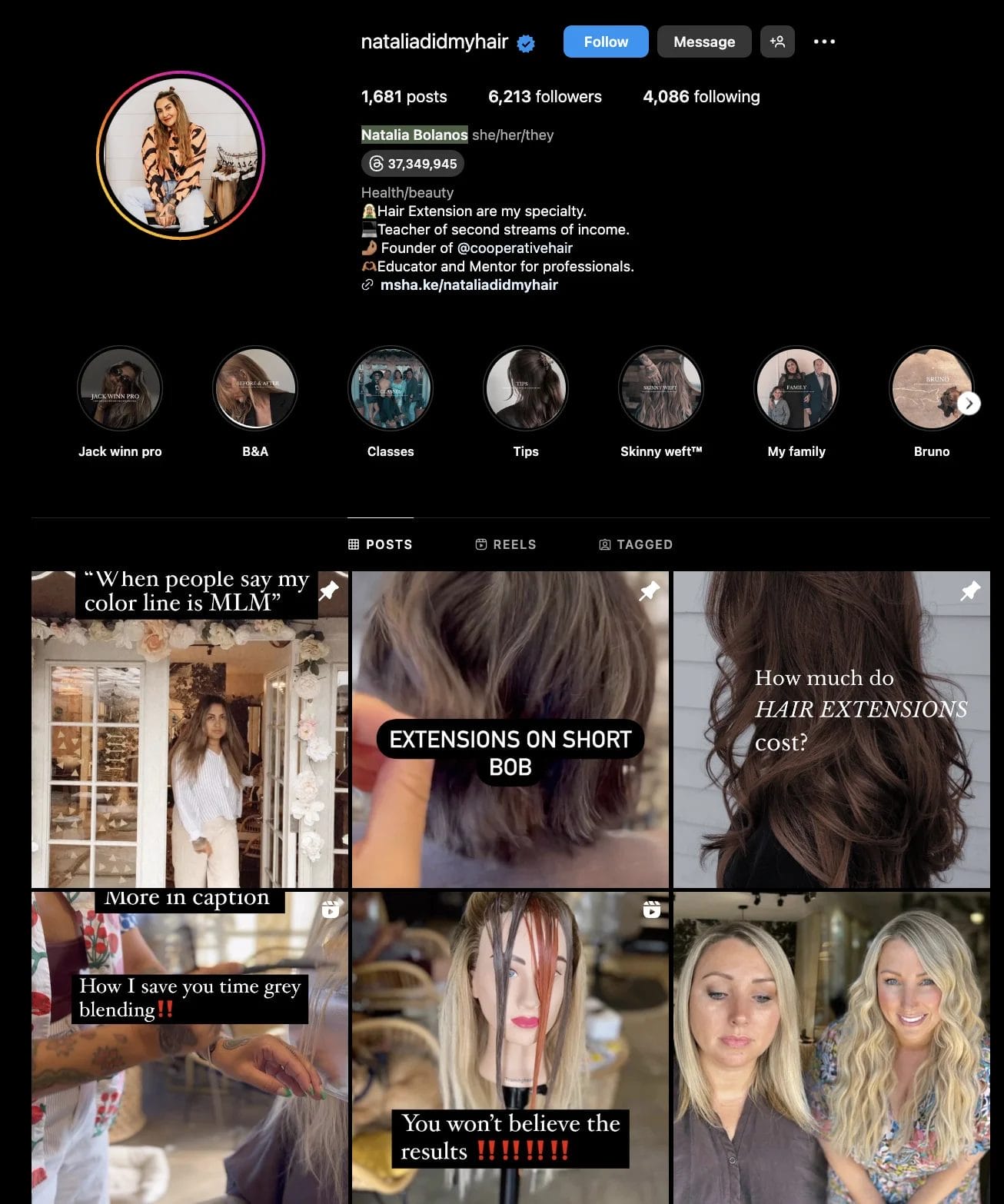 This screenshot showcases @natalaiadidmyhair's instagram page for National Hispanic Heritage Month.