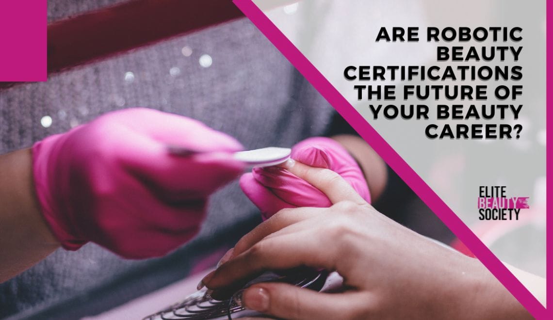 A nail technician does her clients nails while discussing robotic beauty certification.