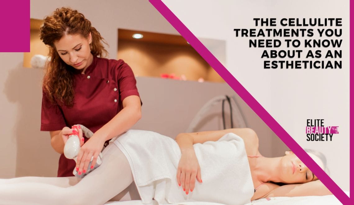 An esthetician gives her client a cellulite treatment.