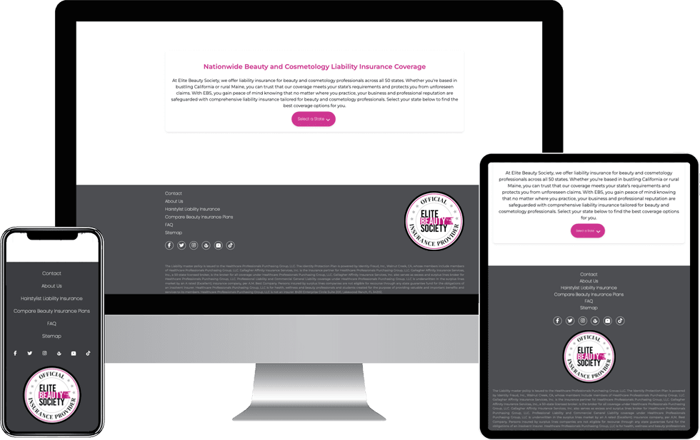 Image consisting of desktop, tablet, and mobile devices with screens displaying the EBS Official Partner Seal within the footer section of a website.