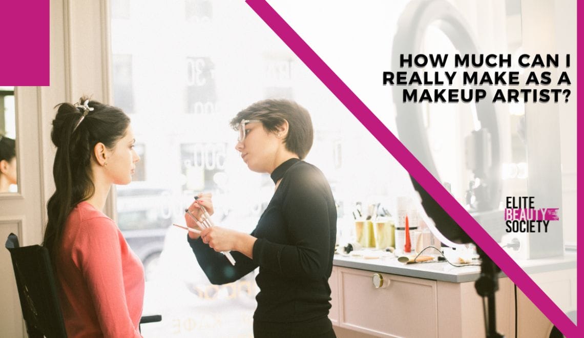 A makeup artist applies makeup to her client's face during an MUA trial.