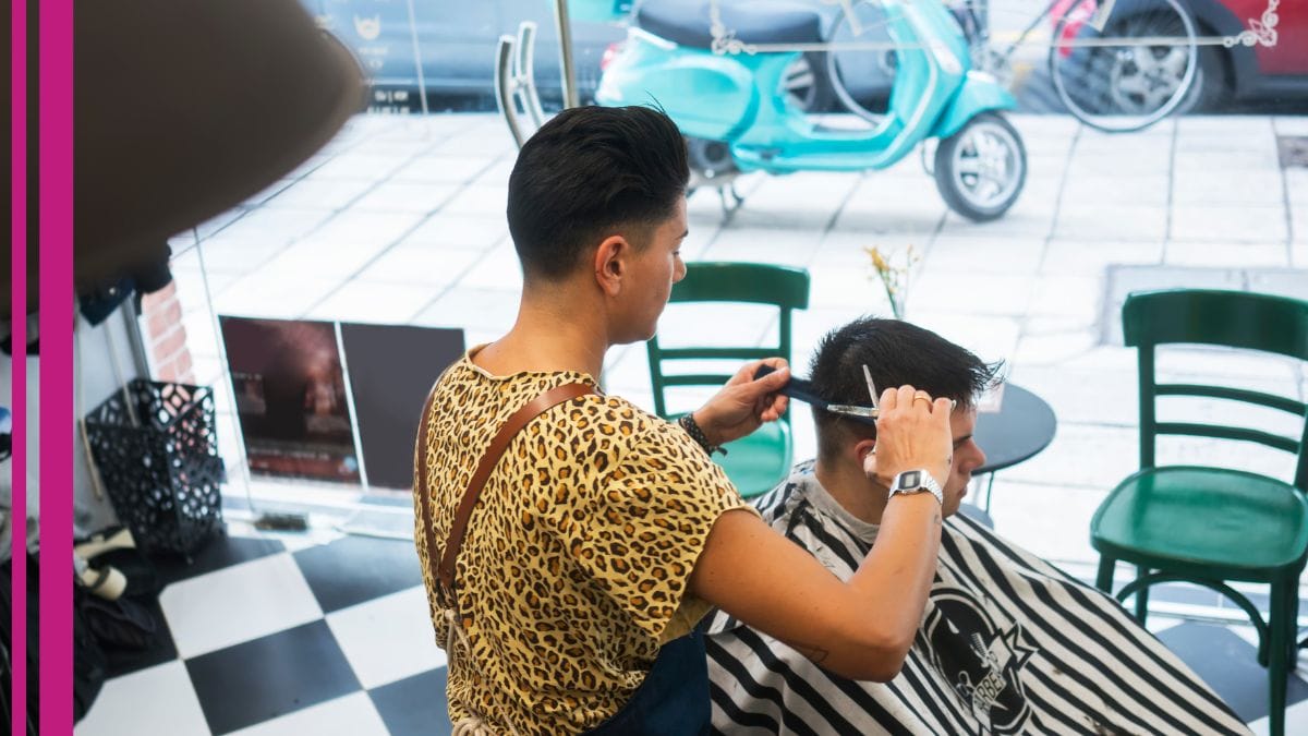 A barber cuts his client's hair confidently knowing he can count on his liability insurance.