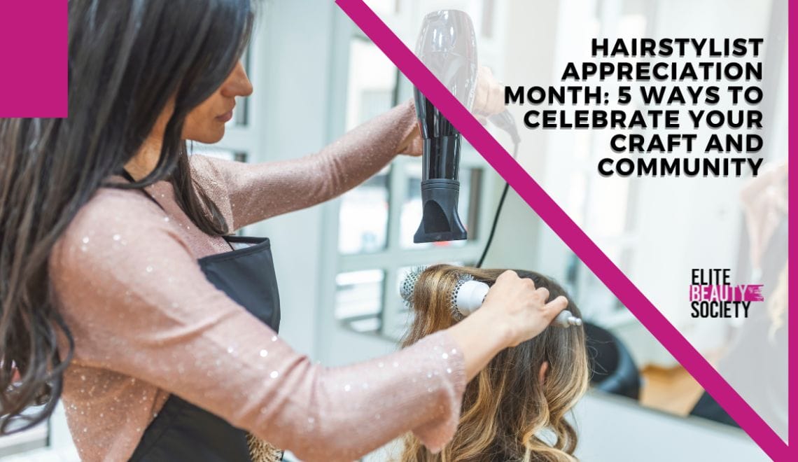A client gets her hair curled during her hairstylist appreciation month.