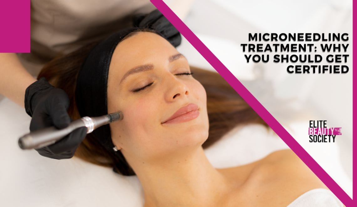A client sits back and relaxes, getting a microneedling treatment from her certified esthetician.