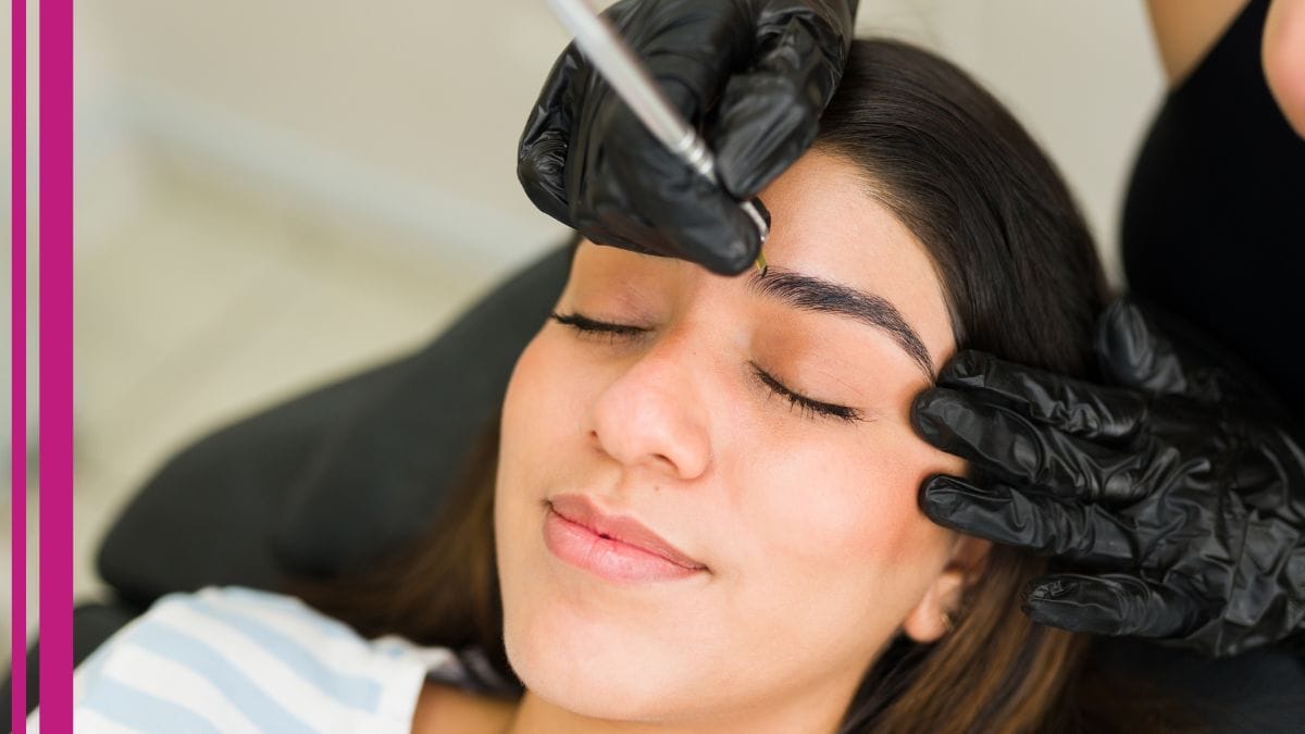 A client gets her brows done by her beauty pro after her microblading certification.
