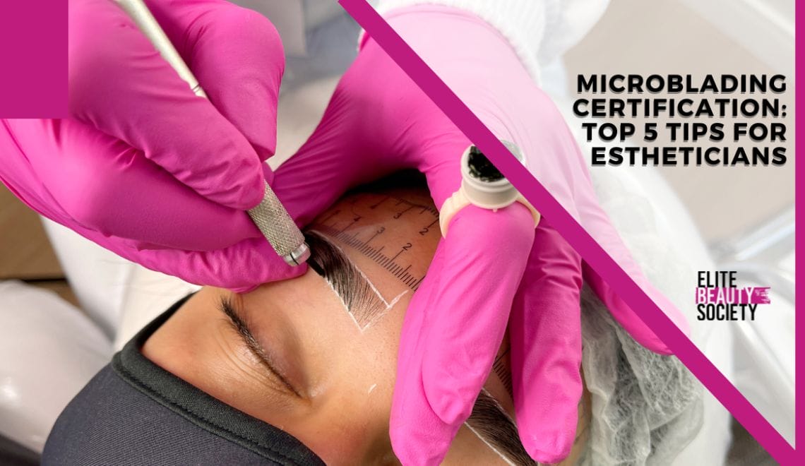 An esthetician practices on her client's brows after her microblading certification course.