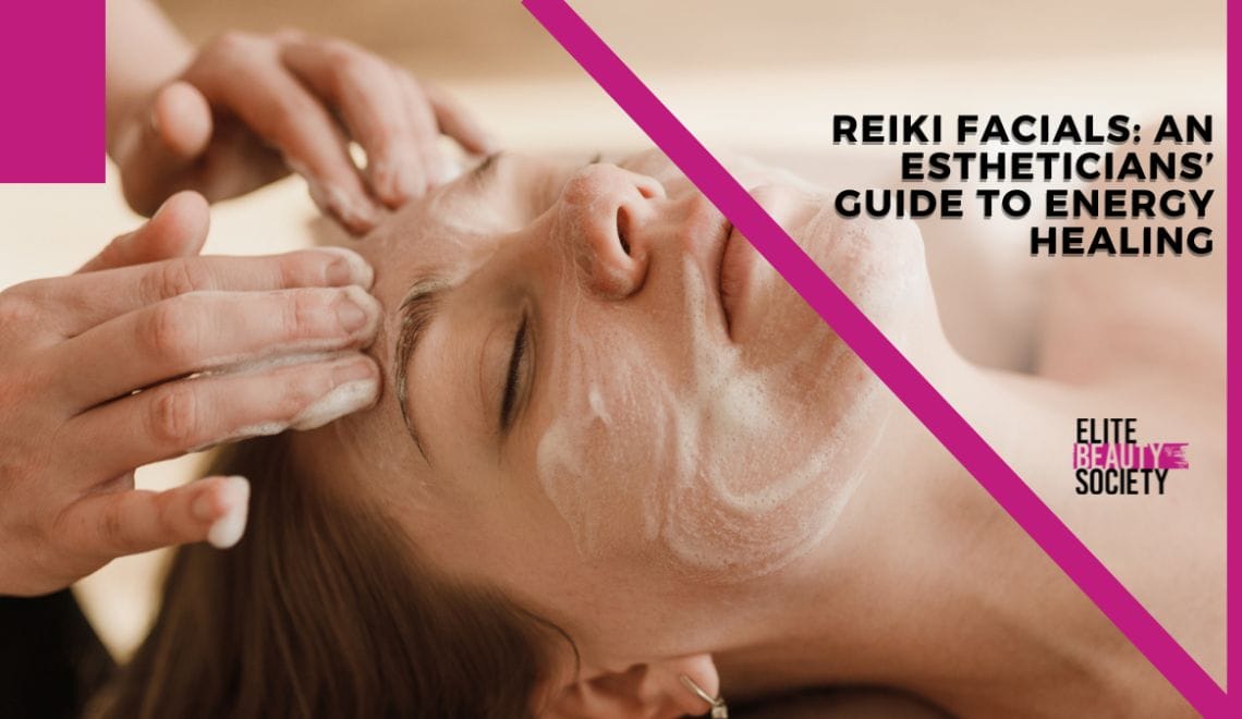 A client shuts her eyes as she undergoes one of her beauty pro's reiki facials.