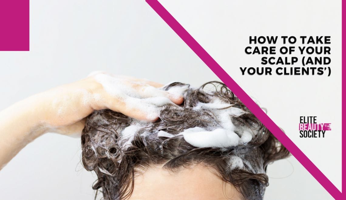 A beauty pro shows her client how to properly wash her scalp, part of her how to take care of your scalp regiment she created.