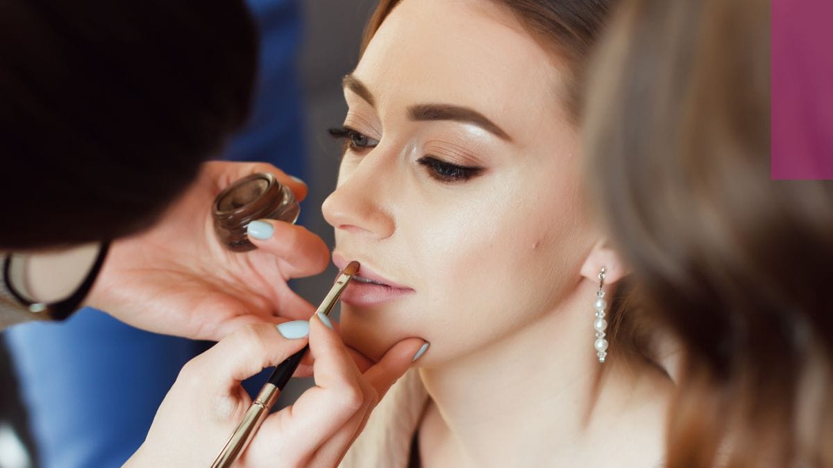 A client gets her makeup done for her wedding by her go-to bridal makeup artist.