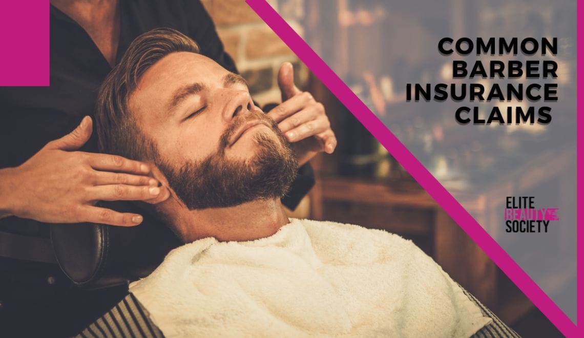 A client sits back and relaxes while his barber carefully works on him, trying to avoid the common barber insurance claims.