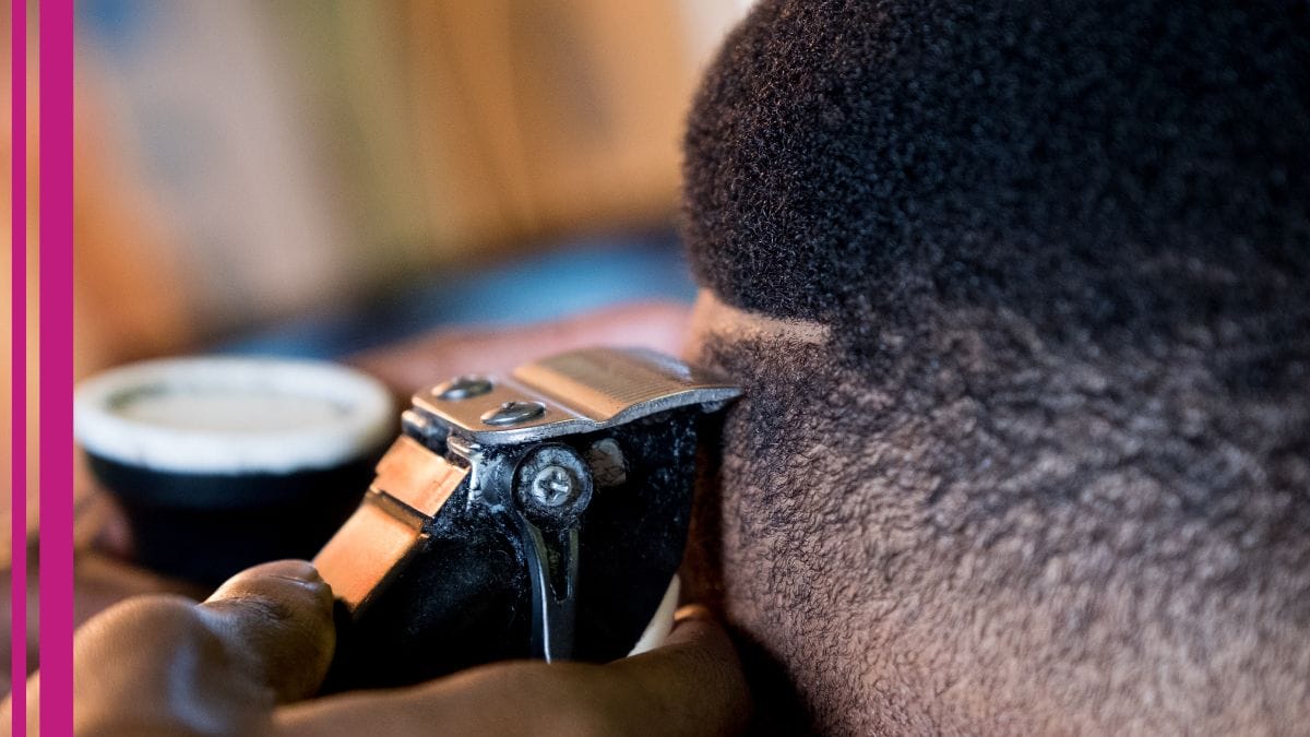A client gets a close shave by a confident barber who has barber liability insurance.