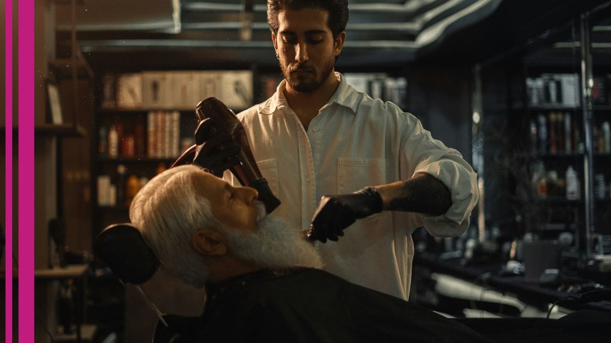 barber-older An older man gets his hair cut by a barber with barber liability insurance.