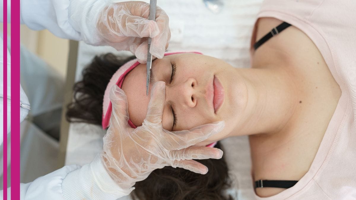 A client gets dermaplaning done with a focus on skin conditioning.