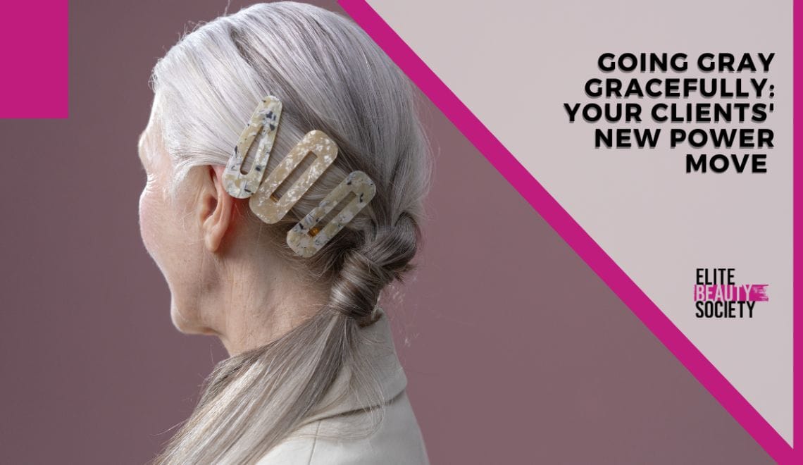 A stylist spices up a client's new going gray look.