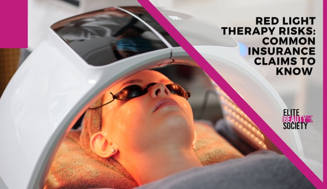 A cosmetologist gets her red light therapy done, despite the red light therapy risks.