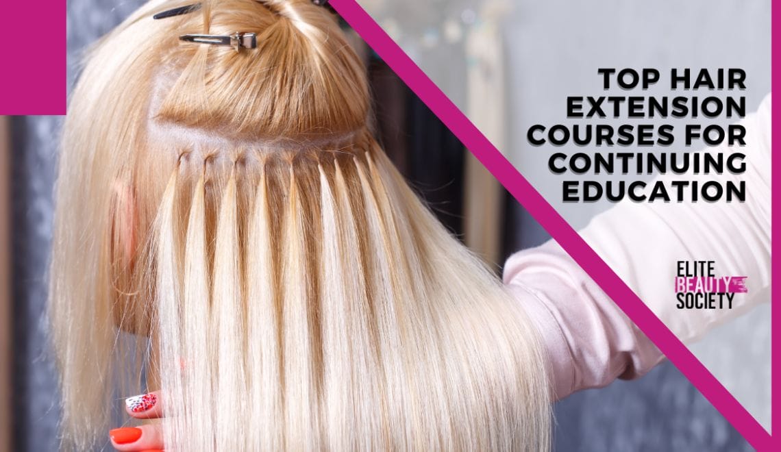 A beauty pro shows off her extension skills after her hair extension courses and continued education