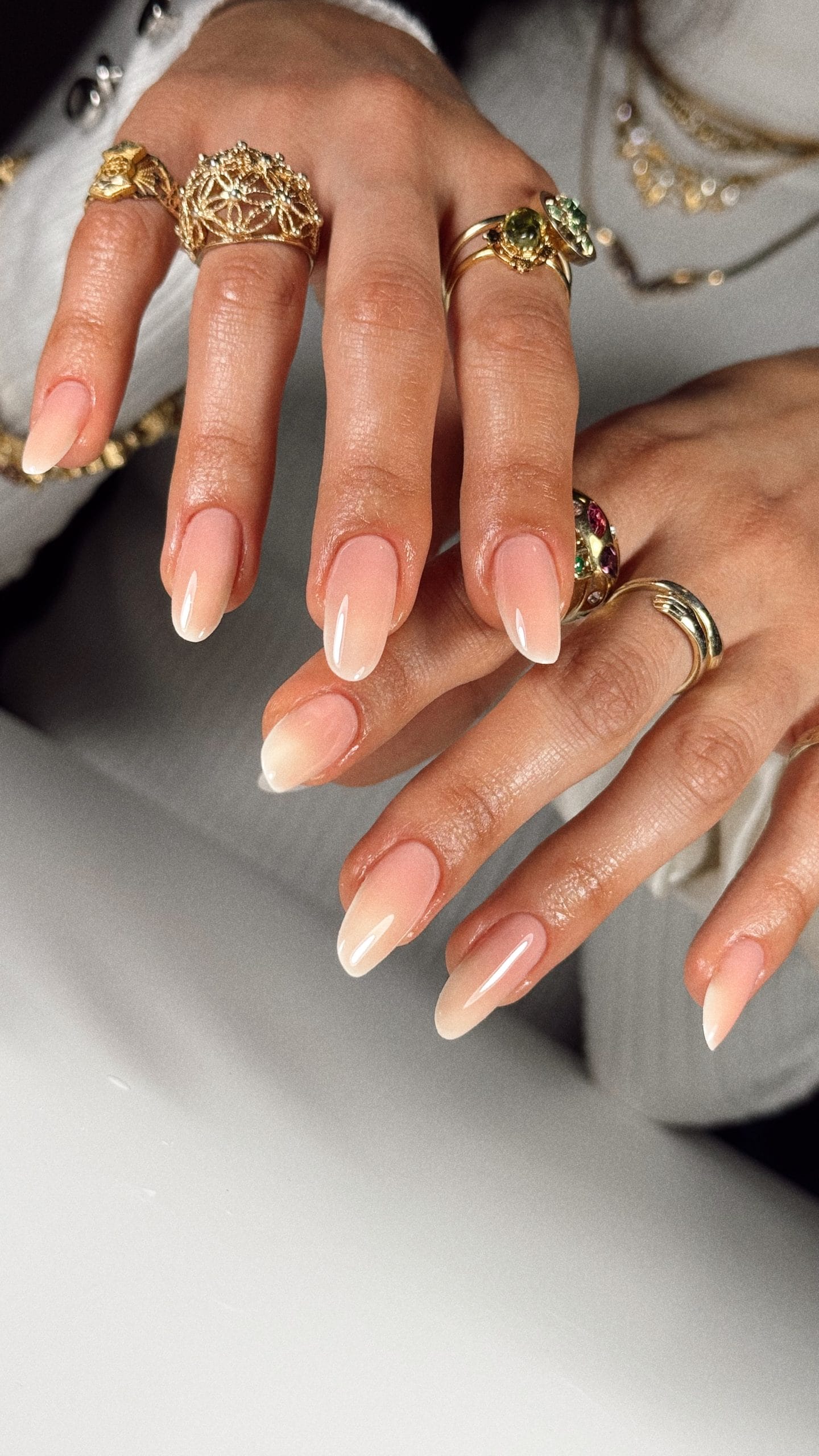 translucent tan color bridal nails
