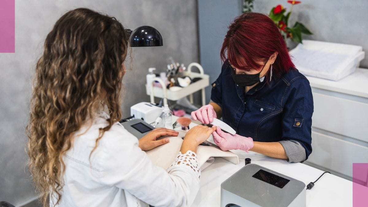 Do booth renters need insurance? A nail tech wonders as she helps her client get the look she's after.