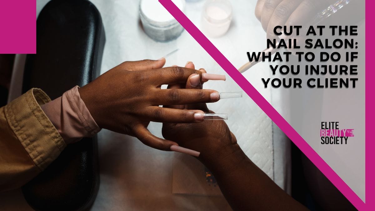 A client shows off her nails after getting cut at the nail salon.